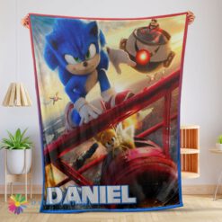 Funny Cartoon Sonic With Friends Blanket Fleece Customized Blanket
