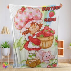 Funny Cartoon Strawberry Shortcake Blanket Customize Blanket