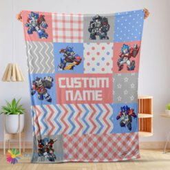 Funny Chibi Optimus Prime Transformers Pattern Blanket Fleece Customized Blanket