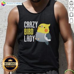 Funny Crazy Bird Lady Tank Top featuring a whimsical bird graphic, perfect for bird lovers and quirky fashion enthusiasts.