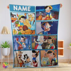 Good Cute Awesome Disney Cartoon Pinocchio With Friends Blanket Fleece Customized Blanket