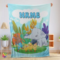 Good Cute Happy Elephant Safari Animal For Boys Customized Blanket