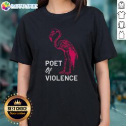 Good Poet of Violence Flamingo Skeleton Ladies Tee featuring a vibrant flamingo skeleton design on a stylish t-shirt.