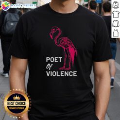 Good Poet of Violence Flamingo Skeleton T-Shirt featuring a striking flamingo skeleton graphic on a stylish tee.