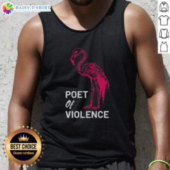 Alt Text: Good Poet of Violence Flamingo Skeleton Tank Top featuring a vibrant flamingo skeleton graphic on a stylish tank.