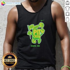 Alt Text: Good Sco Ducks Pit Crew wearing tank tops at a Eugene, Oregon event, showcasing team spirit and style.