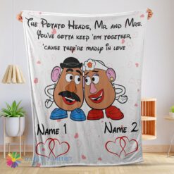 Happy Hot Pixar Toy Story Mr. Potato And Ms. Potato Blanket Fleece Customized Blanket