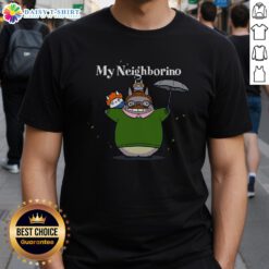 Happy My Neighborino T-Shirt featuring a vibrant design, perfect for fans of quirky neighborhood humor and comfy fashion.