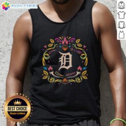 Hot Detroit Tigers Dia de los Muertos MLB celebration tank top featuring vibrant colors and festive design for fans.