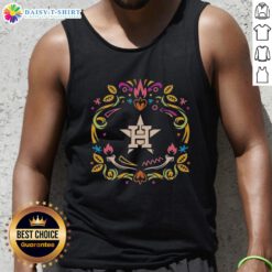 Alt Text: Hot Houston Astros Dia de los Muertos MLB celebration tank top featuring vibrant colors and festive designs.