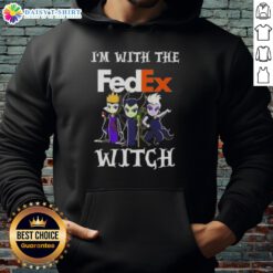 Hot Im With The FedEx Witch Halloween hoodie featuring spooky villain graphics and vibrant colors for festive style.