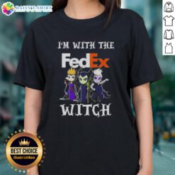 Hot I'm With The FedEx Witch Villains Halloween Ladies Tee featuring a spooky design perfect for Halloween festivities.