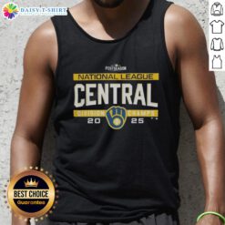 Hot Milwaukee Brewers MLB 2025 NL Central Division Title postseason locker room team tank top on display.