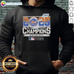 New York Mets 2025 MLB Postseason NL Division Series Champions celebration hoodie design featuring team colors and logo.
