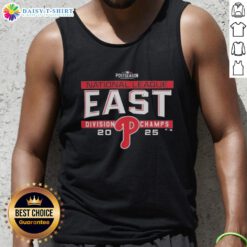 Hot Philadelphia Phillies MLB 2025 NL East Division Title postseason locker room team tank top for fans.