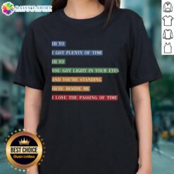 Colorful retro tee featuring song lyrics about time passing, perfect for ladies who love vintage style and music.