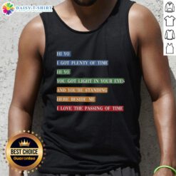 Colorful retro tank top featuring song lyrics about time passing, perfect for music lovers and vintage fashion enthusiasts.