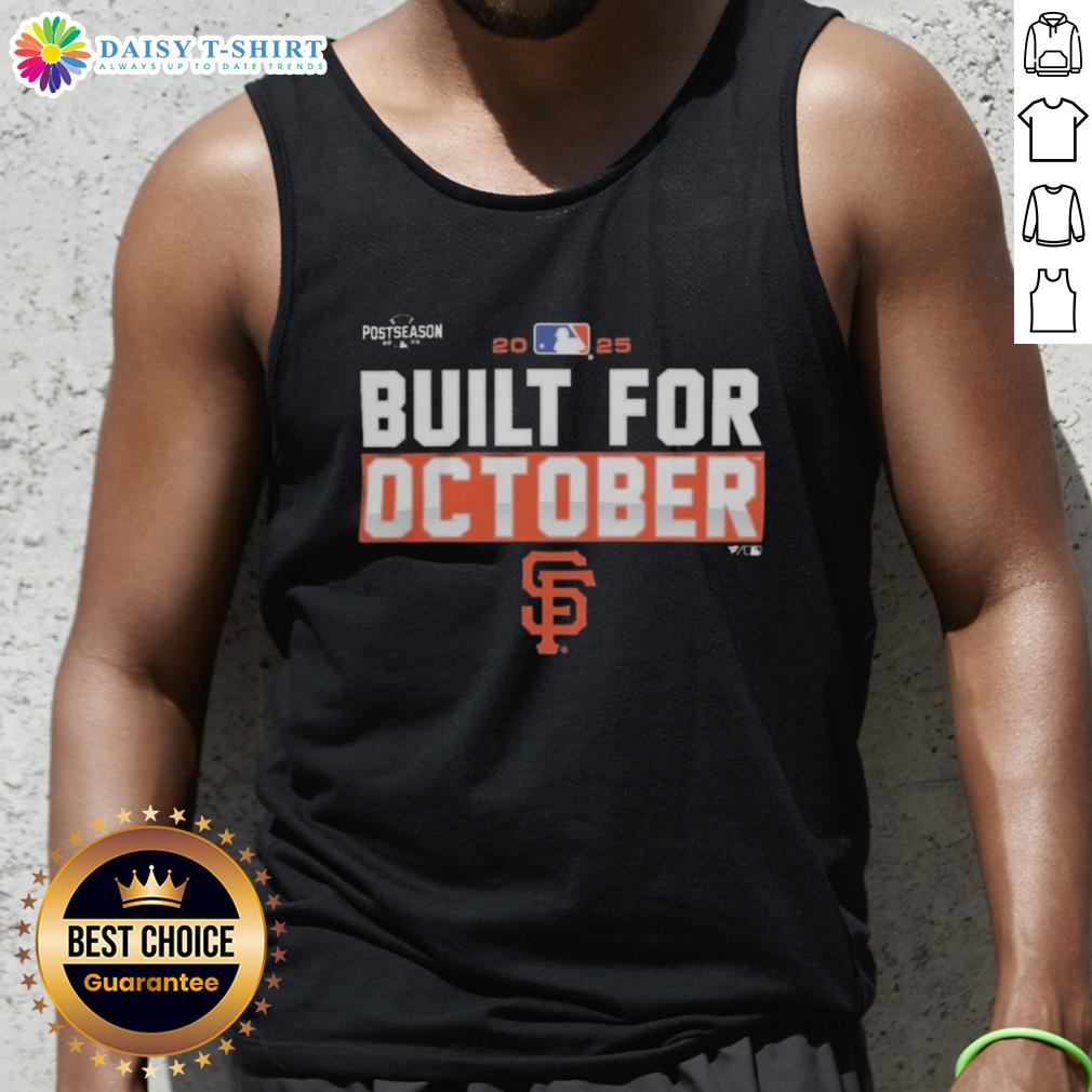 Hot San Francisco Giants 2025 MLB postseason tank top featuring bold graphics, perfect for October game day attire.