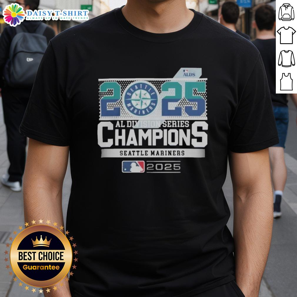 Alt Text: Hot Seattle Mariners 2025 MLB Postseason AL Division Series Champions T-Shirt featuring bold team graphics.