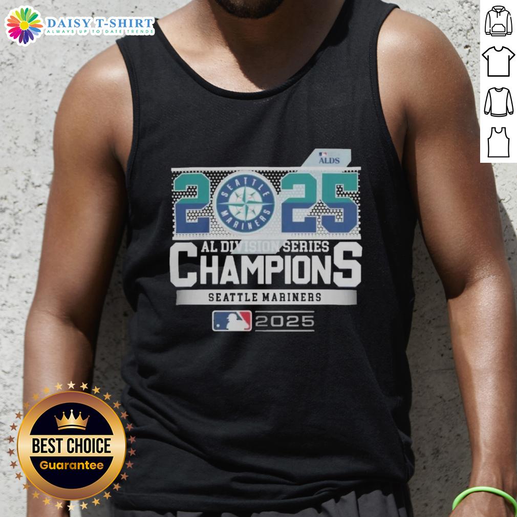 Hot Seattle Mariners 2025 MLB Postseason AL Division Series Champions tank top featuring vibrant team colors and logo.