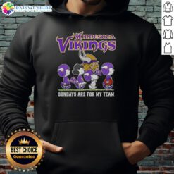 Alt Text: Cozy Hot Snoopy and Friends hoodie celebrating Minnesota Vikings Football Sundays, perfect for team spirit and warmth.
