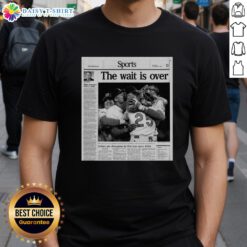 Alt Text: Hot Sports t-shirt celebrating Indians as champions for the first time since 1954, featuring bold graphics and vibrant colors.