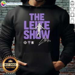 Carla Leite wearing a Golden State Valkyries hoodie on The Leite Show, showcasing style and team spirit.