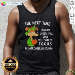 Hot tank top with 'Focus' phrase, perfect for staying stylish when someone upsets you. Ideal for casual outings.