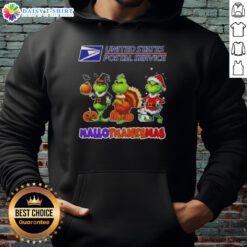 Hot USPS X Grinch cosplay hoodie for Happy HalloThanksMas, featuring festive design and cozy fit for holiday celebrations.
