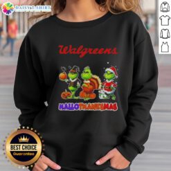 Hot Walgreens X Grinch Cosplay Happy HalloThanksMas Sweatshirt featuring festive design and cozy fit for holiday celebrations.