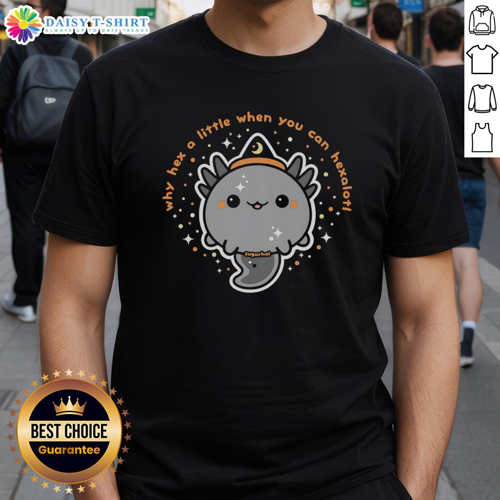 Hot Why Hex A Little When You Can Hexalotl T-Shirt featuring a colorful hexalotl graphic on a trendy tee.