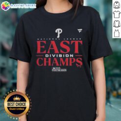 Ladies tee celebrating the Philadelphia Phillies as 2025 NL East Division Champions, perfect for MLB postseason fans.