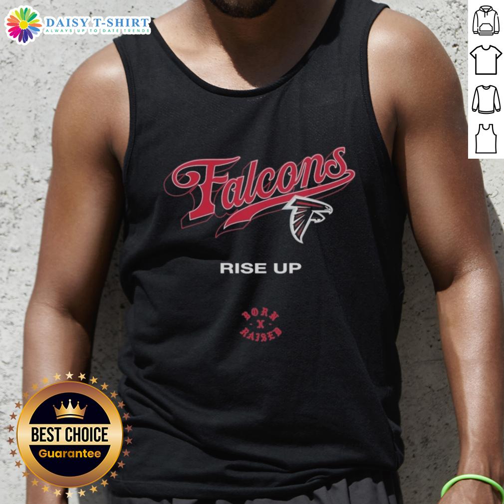 Alt Text: Nice Atlanta Falcons Born x Raised Rise Up Tank Top featuring team logo and bold design for fans.