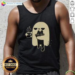 Nice ghost holding a cat on a trendy tank top, perfect for Halloween and pet lovers.