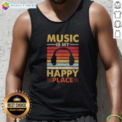 Vintage tank top featuring 'Nice Music Is My Happy Place' design, perfect for music lovers and casual wear.