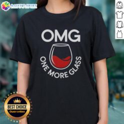 Stylish Nice OMG One More Glass ladies tee featuring a fun wine graphic, perfect for casual outings and wine lovers.