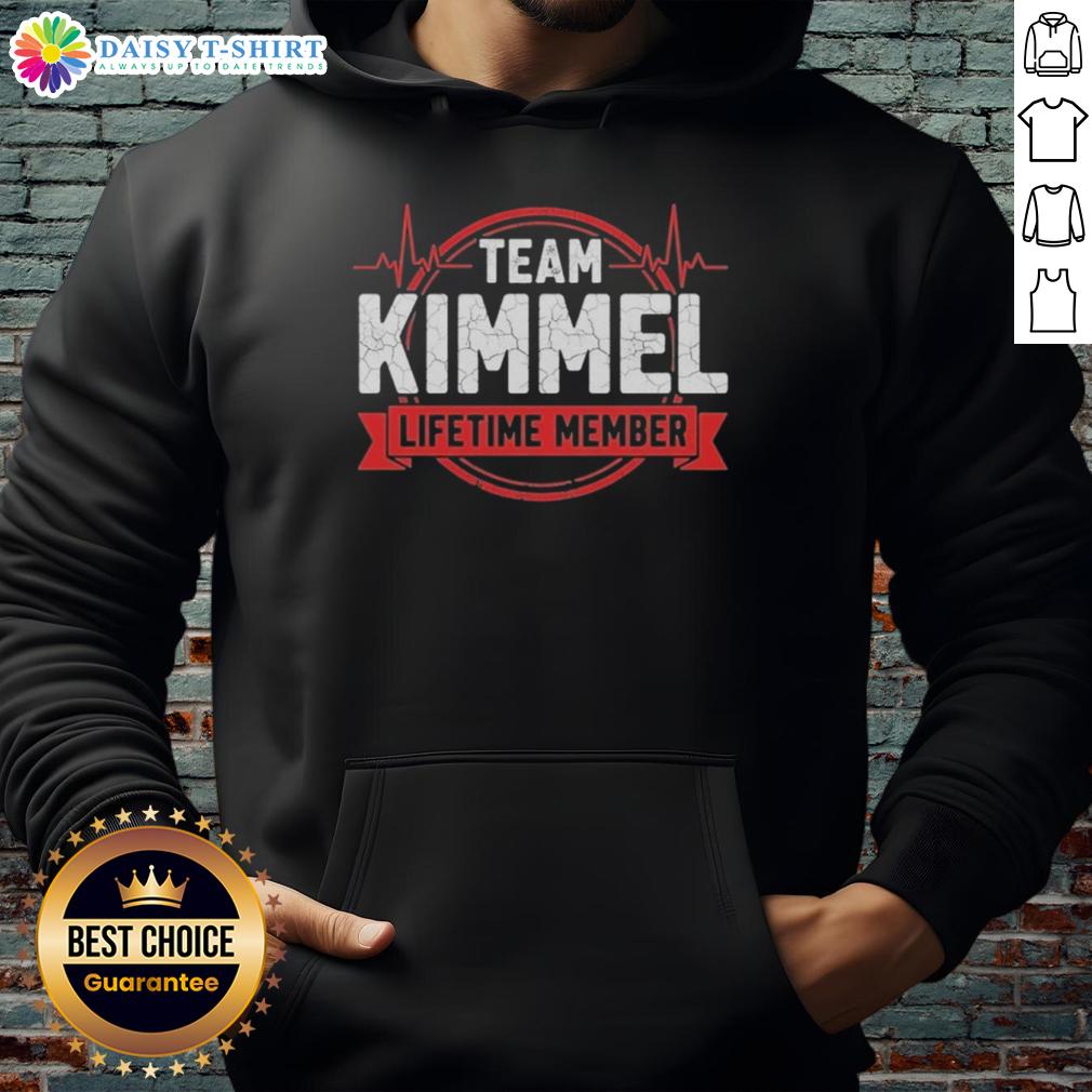 Nice Team Kimmel Lifetime Member Hoodie in navy blue, featuring a bold logo and comfortable design for loyal fans.