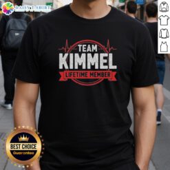 Nice Team Kimmel Lifetime Member T-Shirt featuring bold lettering and vibrant colors, perfect for fans and supporters.