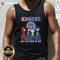 Nice The Peanuts Kansas sports teams tank top featuring 'Crossing Forever Not Just When We Win' design.