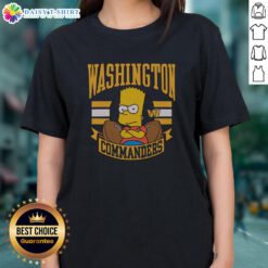 Stylish Nice The Simpsons Bart X Washington Commanders ladies tee featuring vibrant graphics and comfortable fit.
