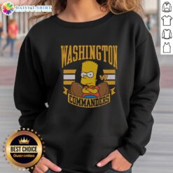Nice The Simpsons Bart X Washington Commanders sweatshirt featuring Bart Simpson in team colors and logo design.
