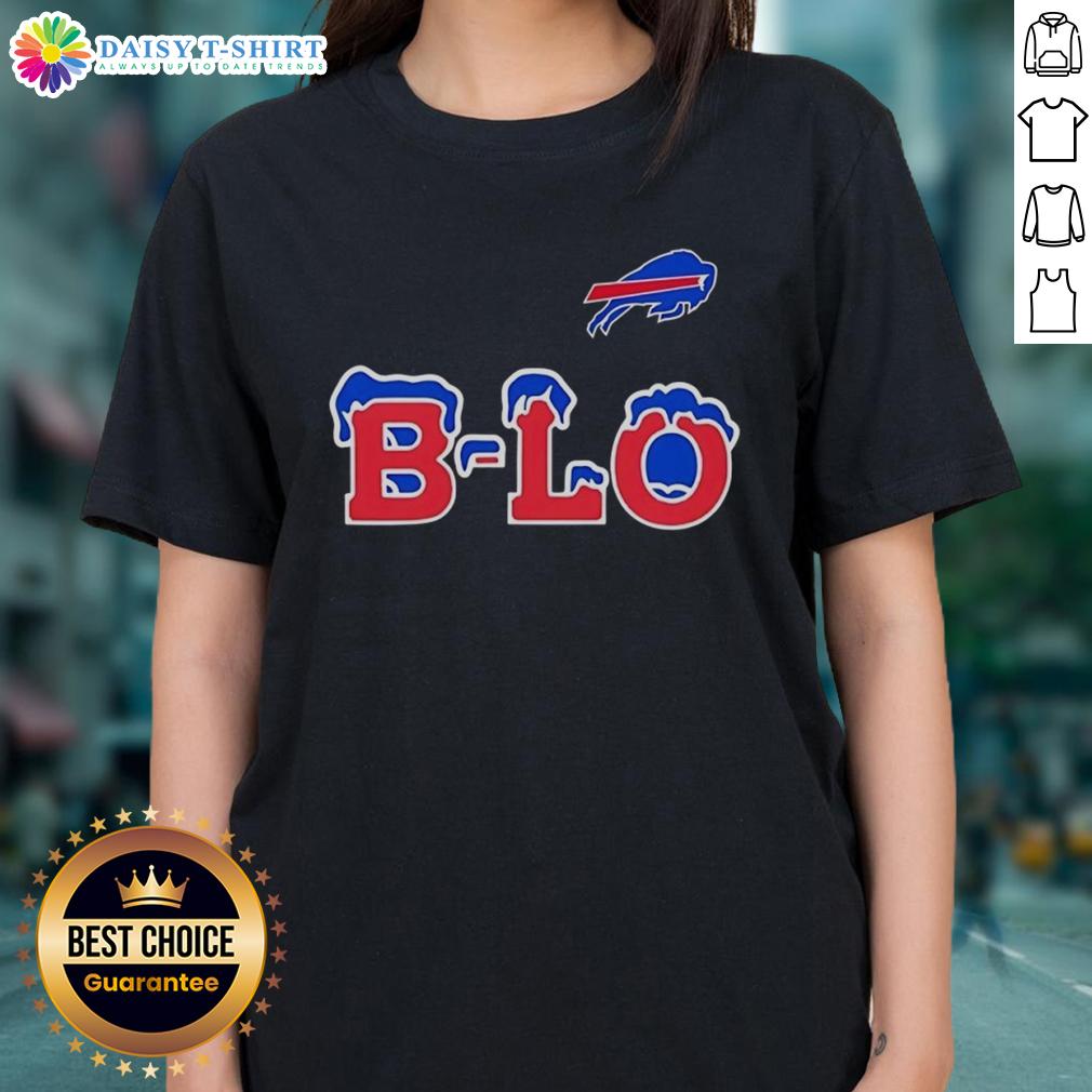 Official Buffalo Bills B-LO logo ladies tee featuring a stylish design for fans of the Buffalo Bills.