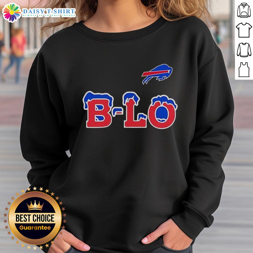 Alt Text: Official Buffalo Bills B-LO logo sweatshirt featuring vibrant team colors and a cozy design for fans.