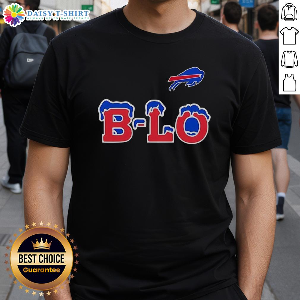 Alt Text: Official Buffalo Bills B-Lo Logo T-Shirt featuring the iconic buffalo logo on a stylish blue background.