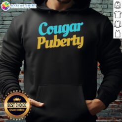 Official Cougar Puberty Hoodie displayed on a mannequin with vibrant design and cozy fabric, perfect for youthful style.