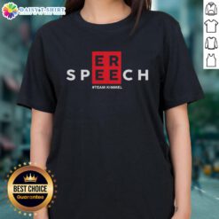 Official Free Speech Support Jimmy Kimmel Ladies Tee showcasing a stylish design promoting free expression.