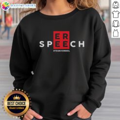 Alt Text: Official Free Speech Support Jimmy Kimmel Sweatshirt featuring bold graphics and a comfortable fit for fans.