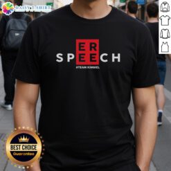 Official Free Speech Support Jimmy Kimmel T-Shirt featuring bold graphics and a modern design promoting free expression.