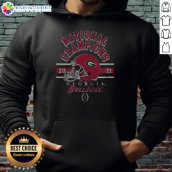 Official Georgia Bulldogs 2021 CFP National Champions Hoodie featuring team logo and championship details.