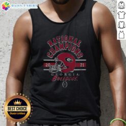 Official Georgia Bulldogs 2021 CFP National Champions tank top featuring team colors and logo for fans and supporters.